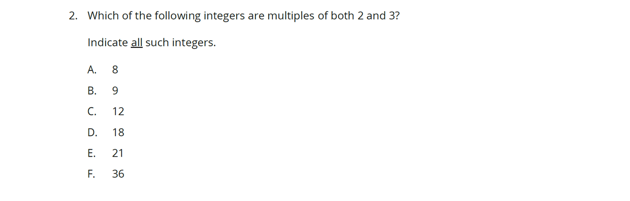 نمونه سوال دوم Multiple Answer بخش کوانت آزمون GRE