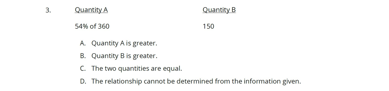 نمونه سوال سوم Quantitative Comparison آزمون GRE